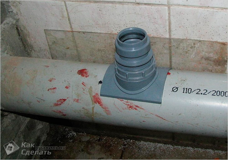 Как сделать врезку в канализационную трубу 110